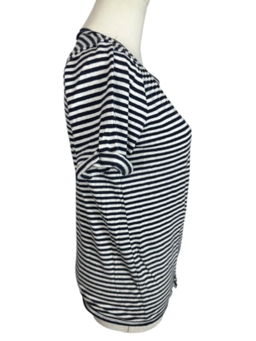J. Crew Navy and White Striped Tee with Front Pocket and Tie Size XS - Picture 2 of 5